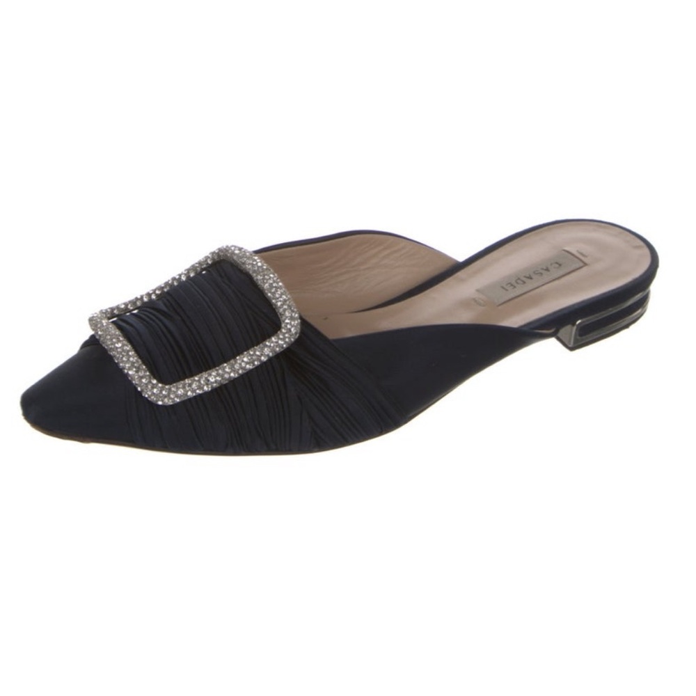 Casadei Satin Mule with Rhinestone Buckle
